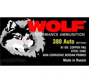 Wolf Performance Ammo  .380 ACP FMJ  91gr 1000rds 645611917127