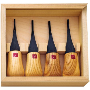 Flexcut FR604 Mini-Palm Four Piece Set with Wood Handle 651646006040
