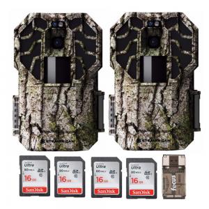Stealth Cam G45NGX 22MP No-Glow Trail Camera (2-Pack) with Four 16GB SD Cards and Card Reader