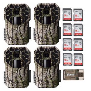 Stealth Cam G45NGX 22MP No-Glow Trail Camera (4-Pack) with Eight 16GB SD Cards and Card Reader
