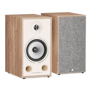Triangle Borea BR03 Hi-Fi Bookshelf Speakers (Light Oak, Pair) with Triangle S02 Bookshelf Speaker Stands (White)
