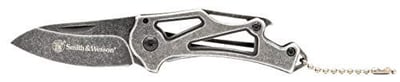 Smith & Wesson Stonewash 5.25in Stainless Steel Folding Knife with 2.25in Drop Point Blade and Handle for Outdoor Survival, Camping and EDC 1100065