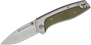 Smith and Wesson Freighter OD Green / Stainless Folding Knife - 3.1&quot; Plain Drop Point Blade 1117232