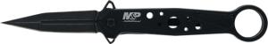 Battenfeld Smith and Wesson M and P Folding Knife, 8Cr13MoV Stainless Steel Blade, Dagger Plain Blade, Black Handle, 1193183