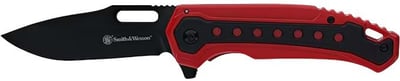 Smith & Wesson Frame Lock Folder Pocket Knife 3.5" Drop Point Stainless Steel Black Blade Aluminum Handle Red 1205903