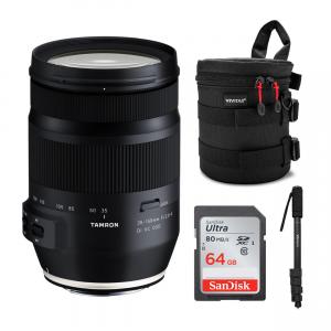Tamron 35-150mm f/2.8-4 Di VC OSD Lens for Canon EF Mount with Lens Case, 62-inch Monopod, and 64GB SD Card Bundle