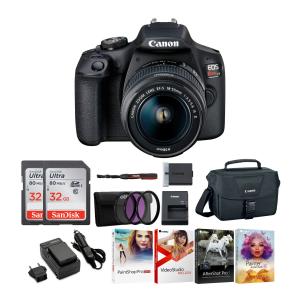 Canon EOS Rebel T7 DSLR Camera with EF-S 18-55mm IS II Lens Kit, 64 GB and Spare Battery Bundle