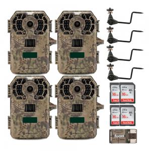 Stealth Cam 2020 G42NG 24MP Trail Camera (4-Pack, Kryptek Camouflage) with Four 16GB SD Cards and Four Holders Bundle