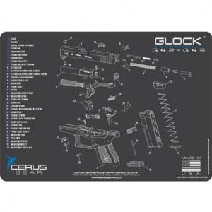Cerus Gear ProMat Gray 12x17" with Glock 42 / 43 Schematic 680220904540