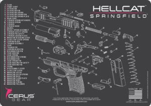 SPRINGFIELD HELLCAT SCHEMATIC PROMAT - CHARCOAL GRAY/PINK, 12" X 17" 