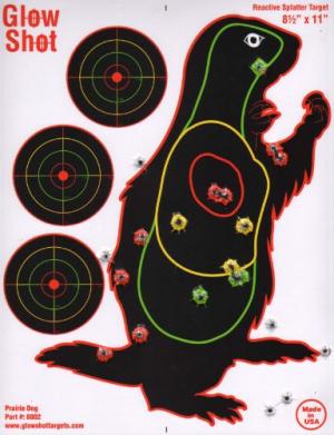 25 Pack - Prairie Dog Target 8 1/2" by 11" - Reactive Splatter Targets - GlowShot - Multi Color - See Your Hits Instantly - Gun and Rifle Targets 689466475142
