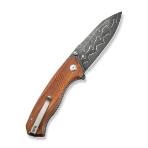 CIVIVI Placoid Flipper & Thumb Stud Knife Guibourtia Wood Handle 3.67inch Damascus Blade C23079-ds1 - C23079-DS1 