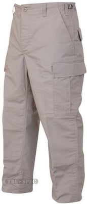 Tru-Spec BDU Pants, 65/36 Poly/Co Rip, Grey, Large, Regular 1304005
