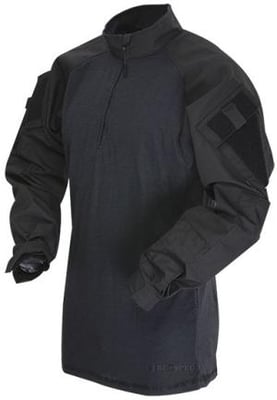 Tru-Spec 1/4 Zip Tactical Response Combat Shirt - Men's, 50/50 Nylon/Cotton Rip-Stop, Black/Black, Extra Small, Regular, 2548002