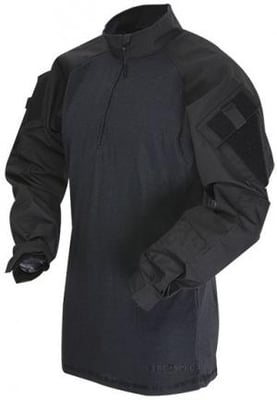 Tru-Spec 1/4 Zip Tactical Response Combat Shirt 50/50 Nylon/Cotton Rip-Stop, Black/Black, Medium Long 2548024