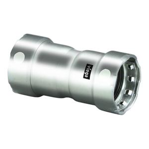 Viega MegaPress 1-1/2in Stainless Steel 304 Coupling w/Stop - Double Press Connection - Smart Connect Technology, 95300