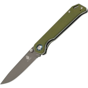 Kizer Vanguard Begleiter Gray Stainless Steel Blade with Green G-10 Handles 6926319000835