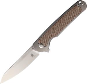 Kizer Cutlery Clutch Framelock Micarta Folding Knife, 3.25 satin finish S35VN stainless blade, Brown sculpted micarta handle, KI4556A3 6926319003683