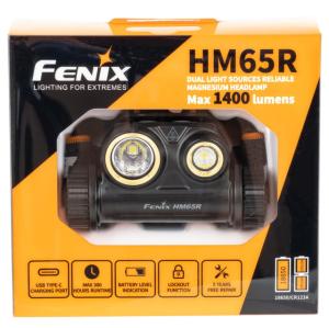 Fenix FX-HM65R CREE LED Headlamp, 2x CR123A, Black w/Orange Accents, FX-HM65R HM65R