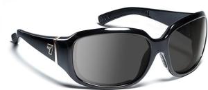 7 Eye Air Dam Sunglasses Mistral, Sharp View Gray Polarized PC Lens, Glossy Black Frame, S-M, Women 580553