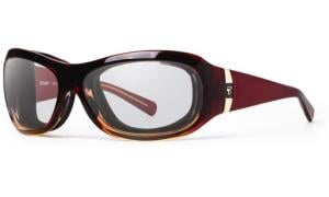 7Eye by Panoptix Women's AirShield Sedona Sunglasses, RX Ready, Ruby Fade Frame, SharpView Clear Lens, M-L, 326440