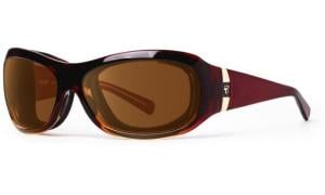 7Eye by Panoptix Women's AirShield Sedona Sunglasses, RX Ready, Ruby Fade Frame, SharpView Copper Lens, M-L, 326442