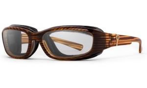 7Eye by Panoptix AirShield Sierra Sunglasses, RX Ready, Brown Stripe Tortoise Frame, SharpView Clear Lens, S-L, 346240
