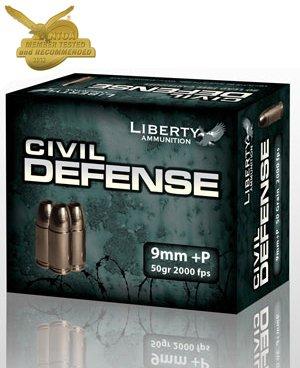 Liberty Ammunition Civil Defense 9MM 50GR HP 20Rds Lead-Free 696859105623