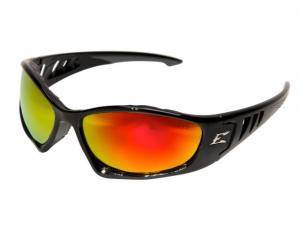 Edge Safety Eyewear Baretti Sunglasses, Black Frame, Aqua Precision Red Mirror Lens, GSBAP119