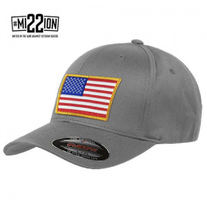 FlexFit Hat - American Flag-TBL-Flex-Gray FLEX-RWB-GRAY-MEDIUM
