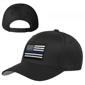 Velcro Hat - Thin Blue Line American Flag, Black-TBL-Hat HAT-TBLAM-VELCRO-BLACK