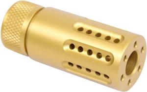 Guntec USA AR-15 Micro Slip Over Barrel Shroud w/ Multi Port Muzzle Brake, Anodized Gold, 1326-MB-P-S-GOLD