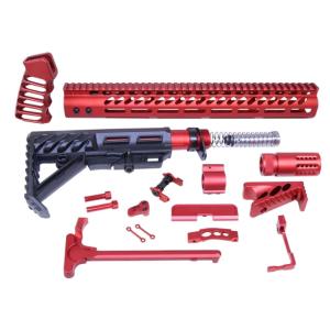 Guntec USA AR-15 Ultimate Rifle Kit, Anodized Red, ULT-RK-RED 709016735547