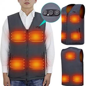 ARRIS Heated Vest 7 Heating Pads Men Women Size Adjustable Electric Heating Clothing for Hiking, Camping, Fishing, Motorcycling with 7.4V Battery XA0001