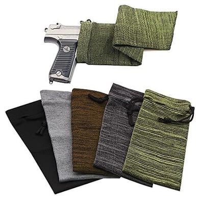 RUBY.Q 5pcs Handgun Socks, 16" Silicone Treated Knit Gun Socks, Breathable Moisture Gun Sock for Pistol Handgun 