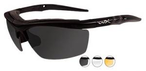 Wiley X Guard Sunglasses - 3 Lens Package, 1 Matte Black Frame w/Smoke Grey,Clear,Light Rust Lens, 4006 
