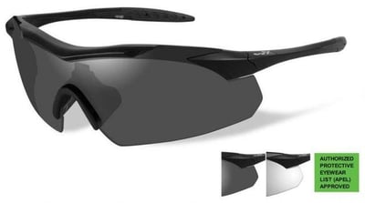 Wiley X Vapor Safety Sunglasses, APEL Approved 2 Lens Package, 1 Matte Black Frame w/Smoke Grey, Clear Lens, CH3501 712316060783