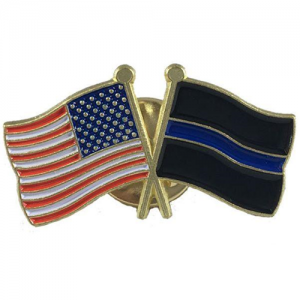 Thin Blue Line (Black Background) and American Pin, Combination AM-TBL-PIN