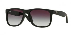 Ray-Ban JUSTIN RB4165F Sunglasses 622/8G-55 - Rubber Black Frame, Gradient Grey Lenses