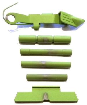 Centennial Defense Systems Extended Control Kit w/Mag Release for Polymer80, Stippled, 4 Pins, Zombie Green, 40540