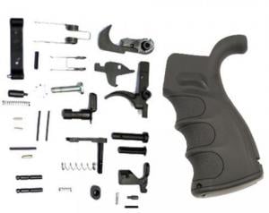 Guntec USA AR-15 Complete Lower Parts Kit w/Ergonomic Polymer Pistol Grip, LPK-GRIP LPKGRIP