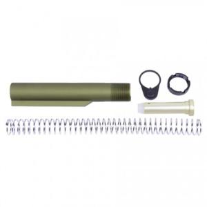 Guntec USA AR-15 Mil-Spec Buffer Tube Set, 6-position, CAR Buffer/Spring/End Plate/Castle Nut, Anodized Green, MILTUBESET-GREEN MILTUBESETGREEN