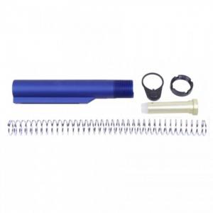 Guntec USA AR-15 Mil-Spec Buffer Tube Set, 6-position, CAR Buffer/Spring/End Plate/Castle Nut, Anodized Blue, MILTUBESET-BLUE