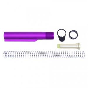 Guntec USA AR-15 Mil-Spec Buffer Tube Set, 6-position, CAR Buffer/Spring/End Plate/Castle Nut, Purple, MILTUBESET-PURPLE