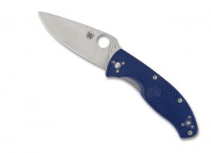 Spyderco Tenacious G-10 Black Handle 7.76in Pocket Folding Knife, Plain Edge, Blue, C122PBL 716104015115