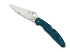Spyderco Police Folding Knife, 4.38 in, K390, Leaf, Blue, C07FS4K390
