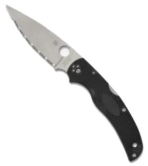 Spyderco Native Chief Lightweight Folding Knife, 4.02in, CTS-BD1N Stainless Steel, Drop Point, Satin, Fully Serrated, Black, C244SBK C244SBK