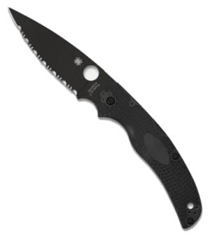 Spyderco Native Chief Lightweight Folding Knife, 4.02in, CTS-BD1N Stainless Steel, Drop Point, Black DLC, Fully Serrated, Black, C244SBBK C244SBBK