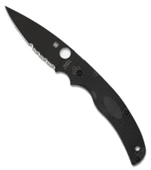 Spyderco Native Chief Lightweight Folding Knife, 4.02in, CTS-BD1N Stainless Steel, Drop Point, Black DLC, Combo, Black, C244PSBBK C244PSBBK