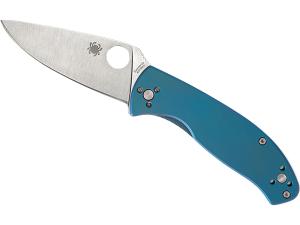 Tenacious Folding Knife 3.35in Satin Drop Point Blue G-10 